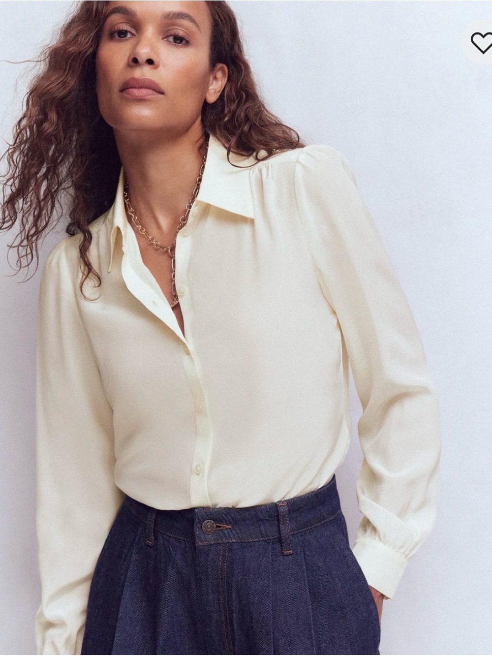Boden Sarah Silk Shirt Button Up Ivory 6